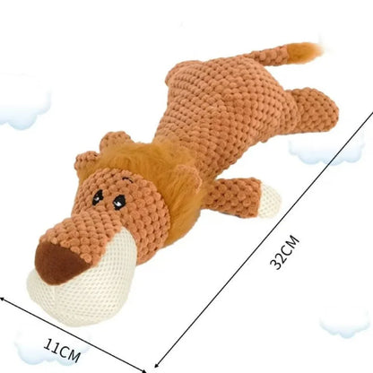 Plush squeaky pet toy for dogs featuring lions elephants and wolves - interactive training boredom relief self-play