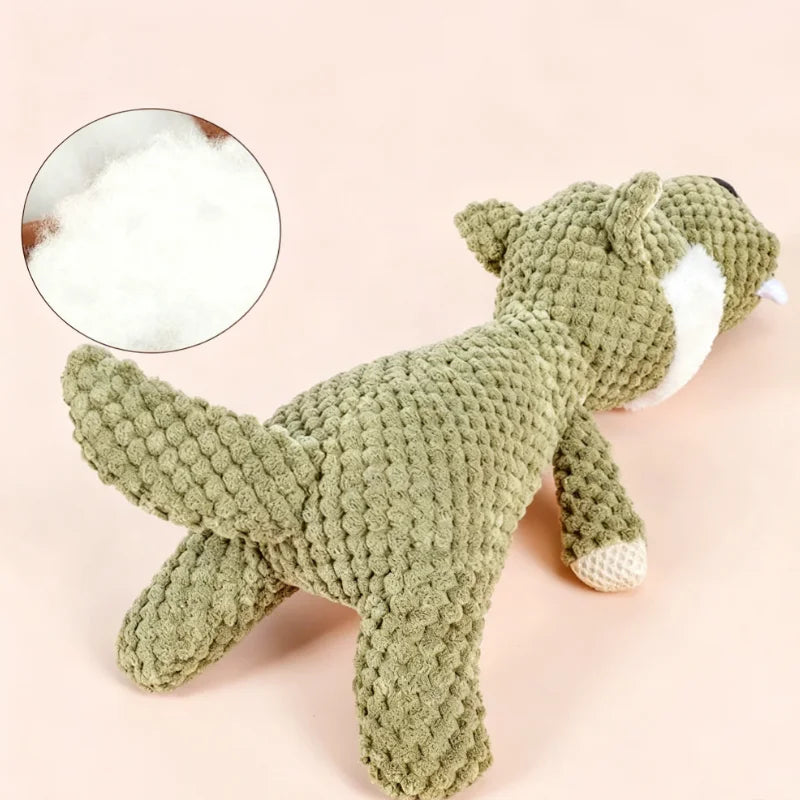 Plush squeaky pet toy for dogs featuring lions elephants and wolves - interactive training boredom relief self-play