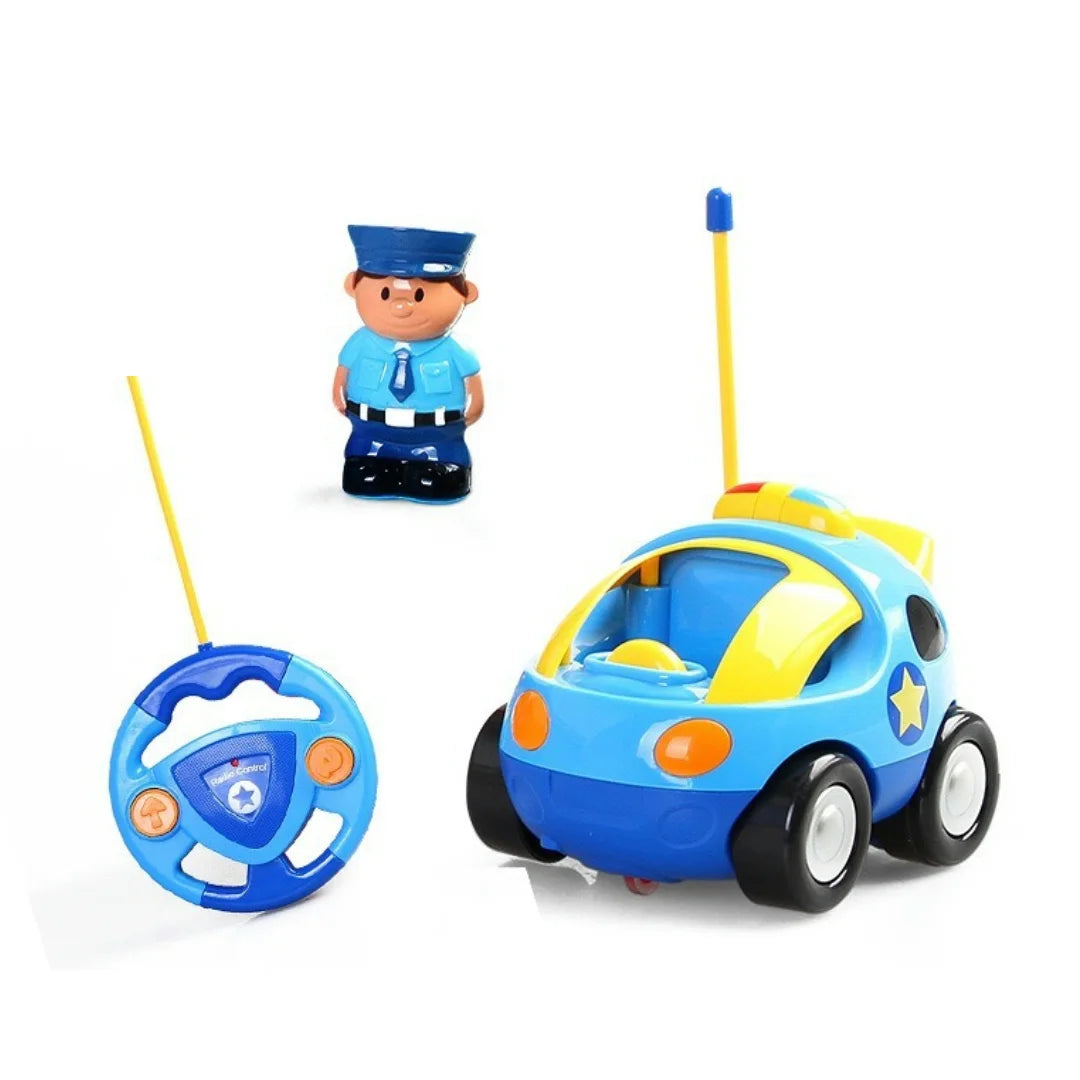 Cartoon Remote Control Cars - Police Car and Race Car for Toddlers - RC Cars for Kids - Easy Remote Control Toy, Christmas Gifts