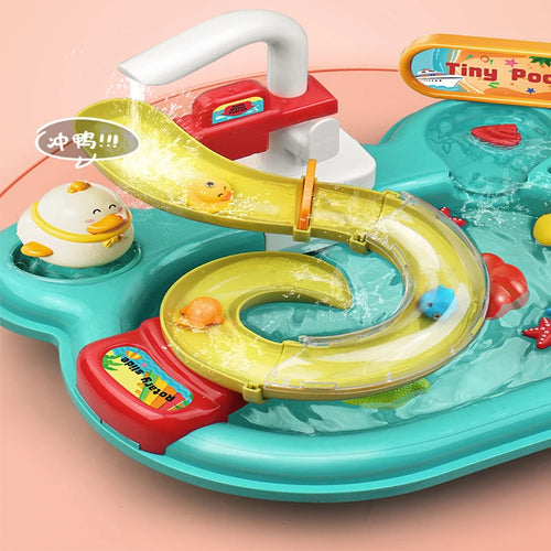 2-in-1 Dishwashing Basin – Kids Pretend Kitchen & Slide Fishing Montessori Toy