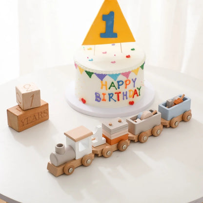 Montessori Wooden Train Toy – Baby Educational Trolley & Number Learning Gift