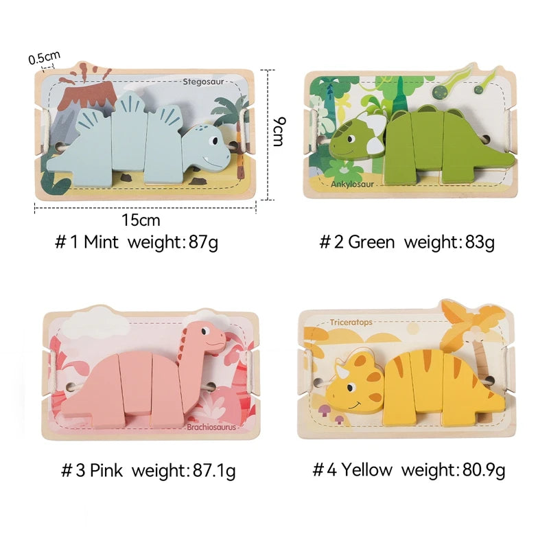 Baby Animal Threading Toy – Wooden Stacking Beads & Stringing Blocks Game Gift