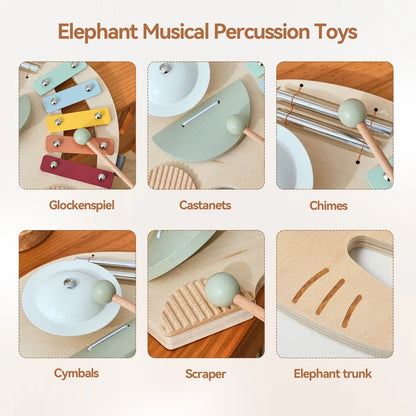 Baby Wooden Instruments Toys Educational Toys Children's Musical Toys Elephant Xylophone Newborn Birthday Gifts Music Table Toys