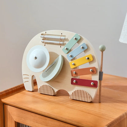 Baby Wooden Instruments Toys Educational Toys Children's Musical Toys Elephant Xylophone Newborn Birthday Gifts Music Table Toys