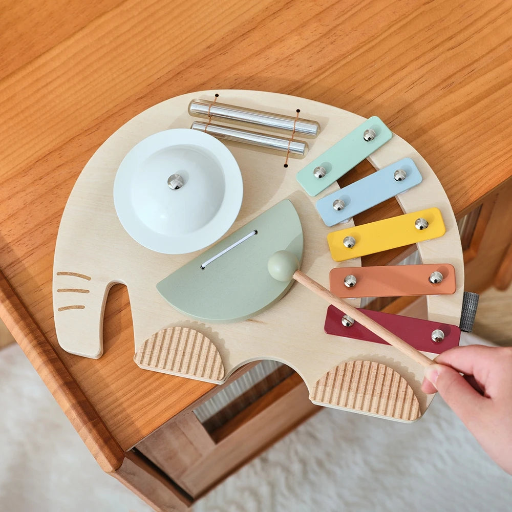 Baby Wooden Instruments Toys Educational Toys Children's Musical Toys Elephant Xylophone Newborn Birthday Gifts Music Table Toys