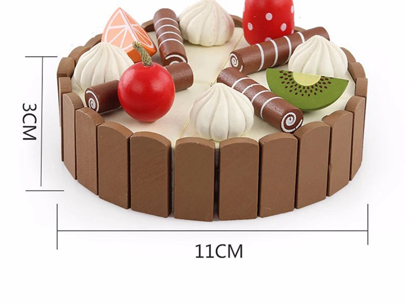 Wooden Kitchen Play Set – Pretend Cutting Cake & Fruit Cooking Toys for Kids