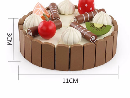 Wooden Kitchen Play Set – Pretend Cutting Cake & Fruit Cooking Toys for Kids