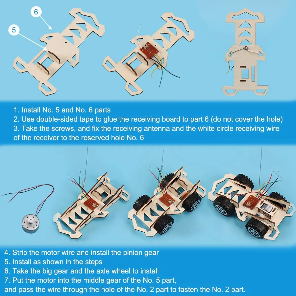 Kids Remote Control Electric Wooden Racing Toys Technology Innovation DIY Hand-assembled Electric Wireless Four-wheel Drive Toys