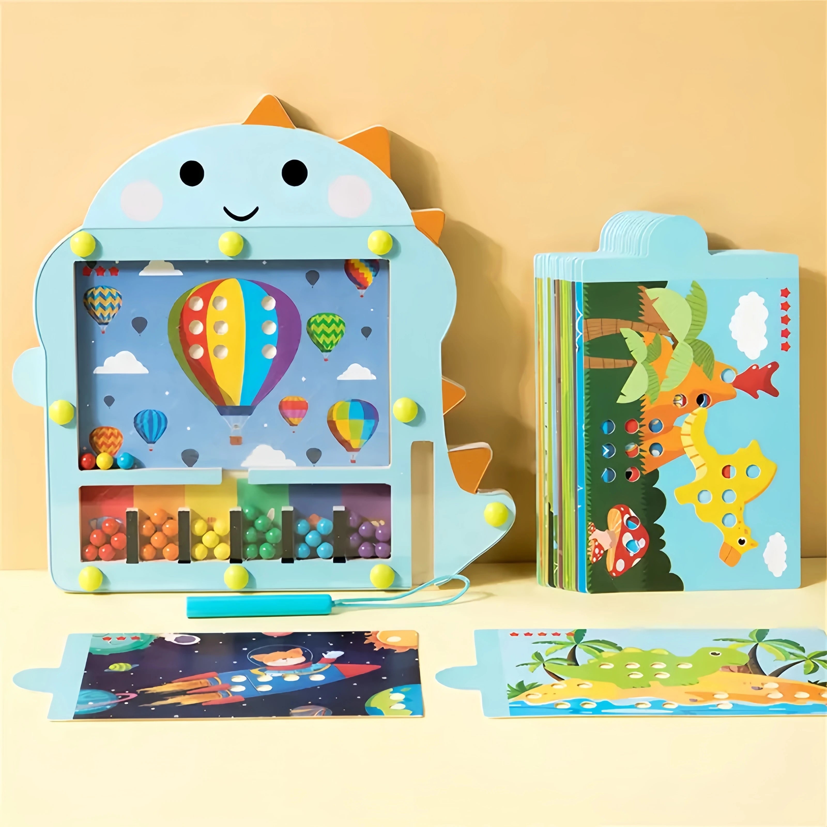 Montessori Magnetic Maze – Wooden Dinosaur Color Sorting & Early Learning Board Toy