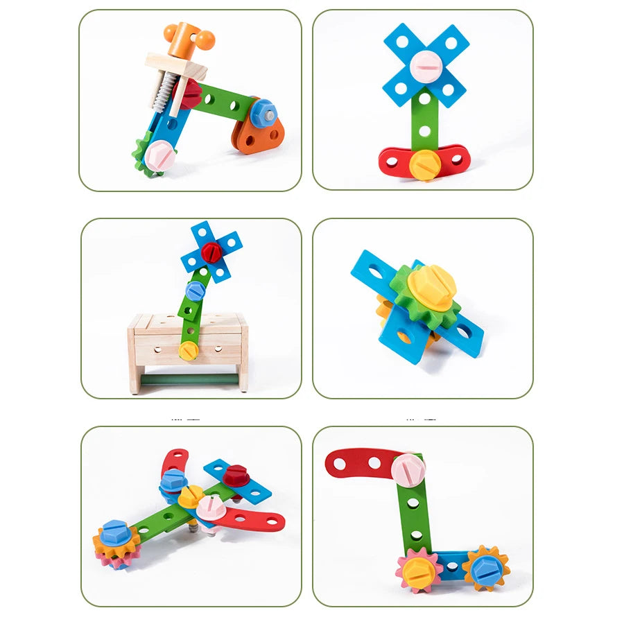 Wooden Kids Tool Bench – Montessori Construction Workbench Educational Toy for Boys Gift