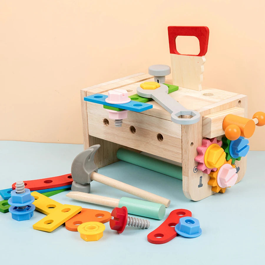 Wooden Kids Tool Bench – Montessori Construction Workbench Educational Toy for Boys Gift