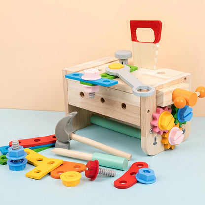 Wooden Kids Tool Bench – Montessori Construction Workbench Educational Toy for Boys Gift