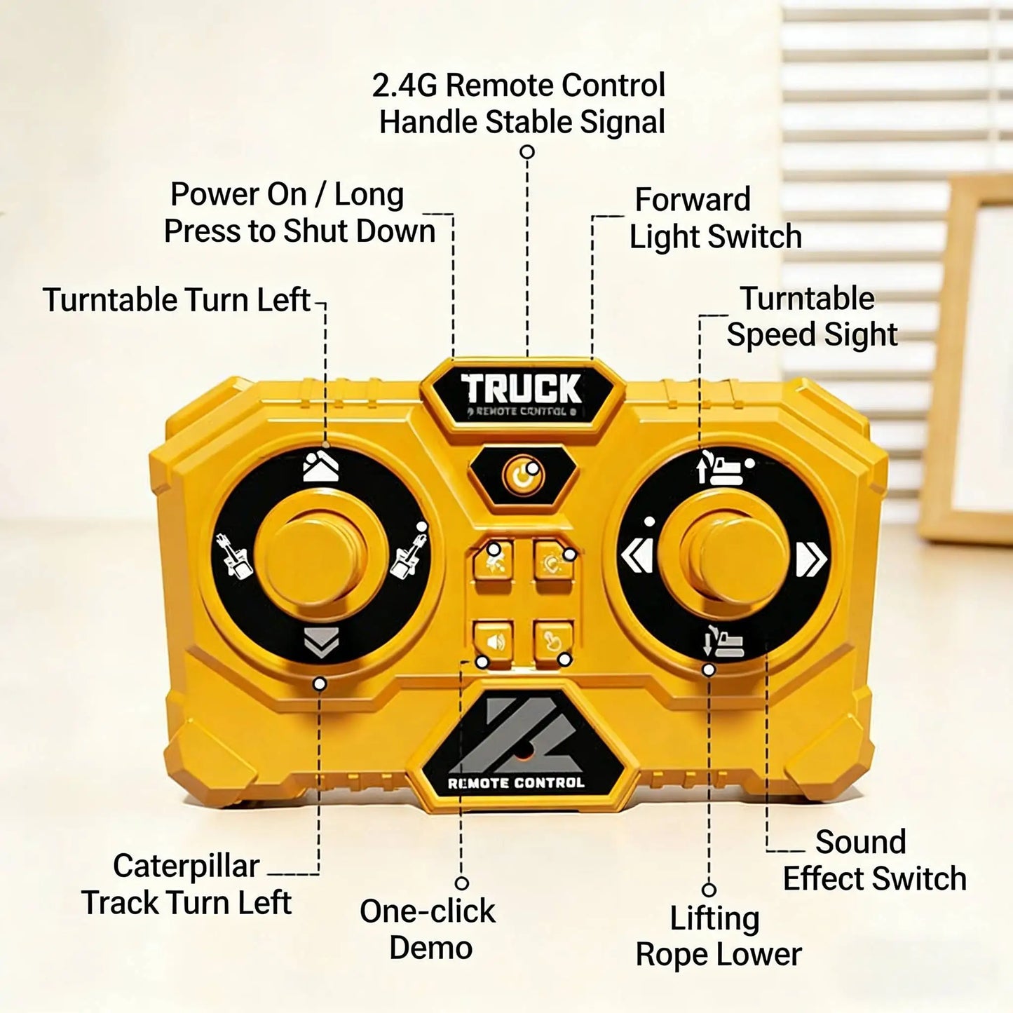 1/64 Mini Desktop RC Car Toy Remote Control Engineering Crane with Sound and Light Toys, Suitable for Boys and Children as Gifts