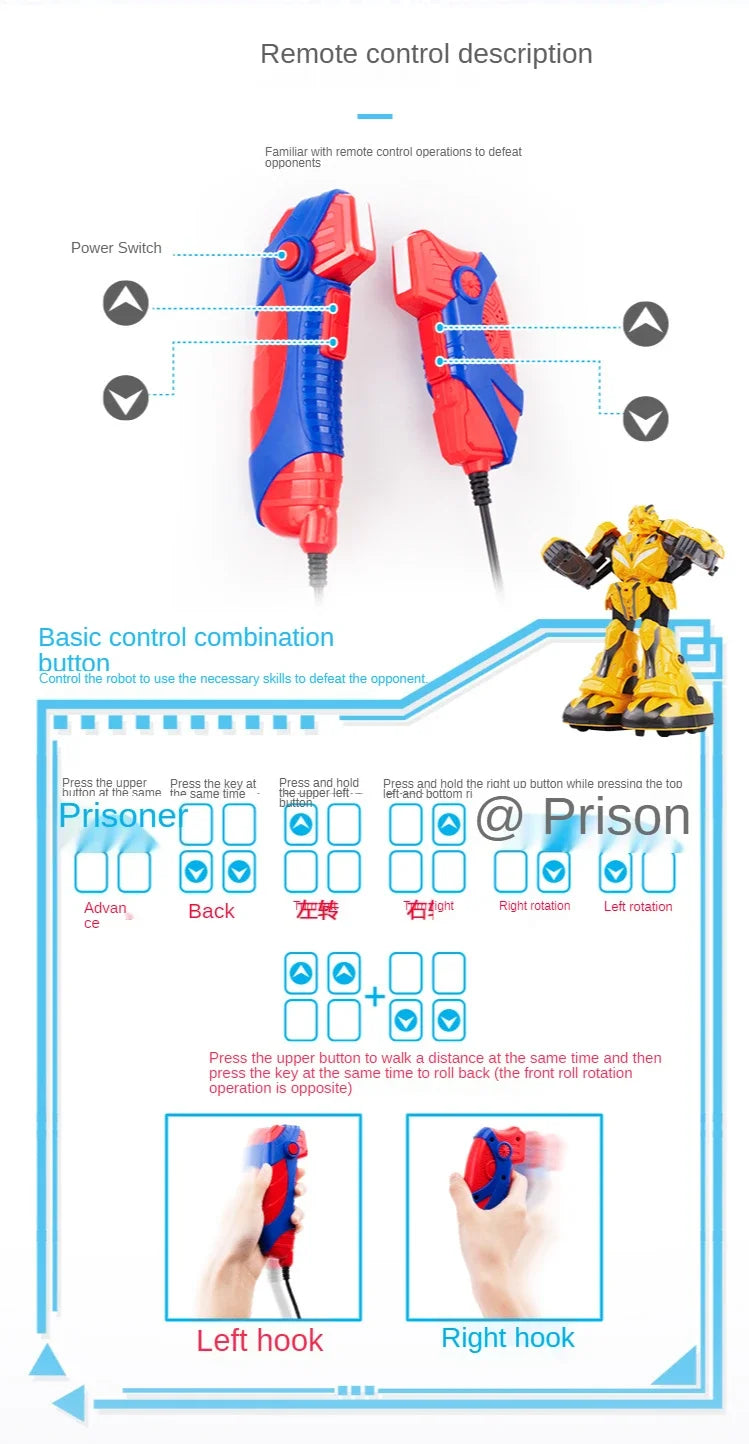 Interactive Motion Sensing Remote Control Robot Toy for Boys - Parent-Child Boxing & Fighting Simulation Remote Control Toy Game