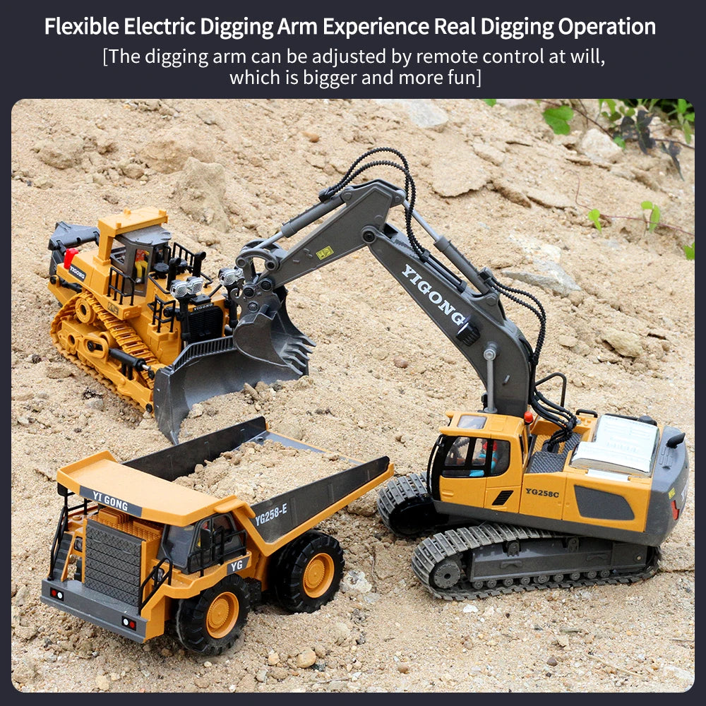 Excavator RC Car Toys Remote Control Car Toys For Boys Radio Control Excavator Dump Truck Bulldozer Electric Car Kids Toys Gift