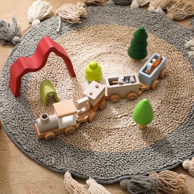 Montessori Wooden Train Toy – Baby Educational Trolley & Number Learning Gift